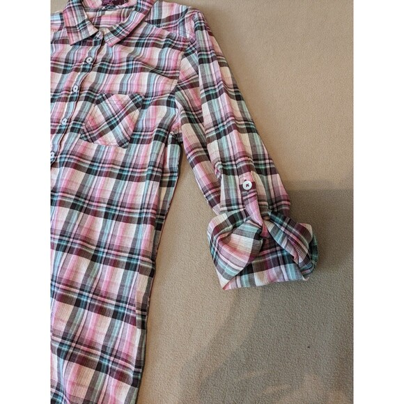 PrAna Gina Bora Bay Plaid Long Sleeve Top Organic Cotton- Size Large - Picture 4 of 7